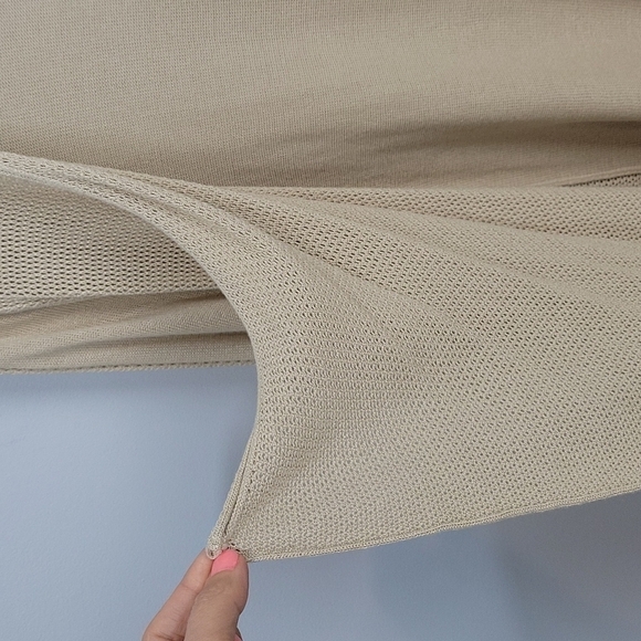 EMALINE Petite Medium Beige Open Front Spring Cardigan Sweater - Picture 5 of 7